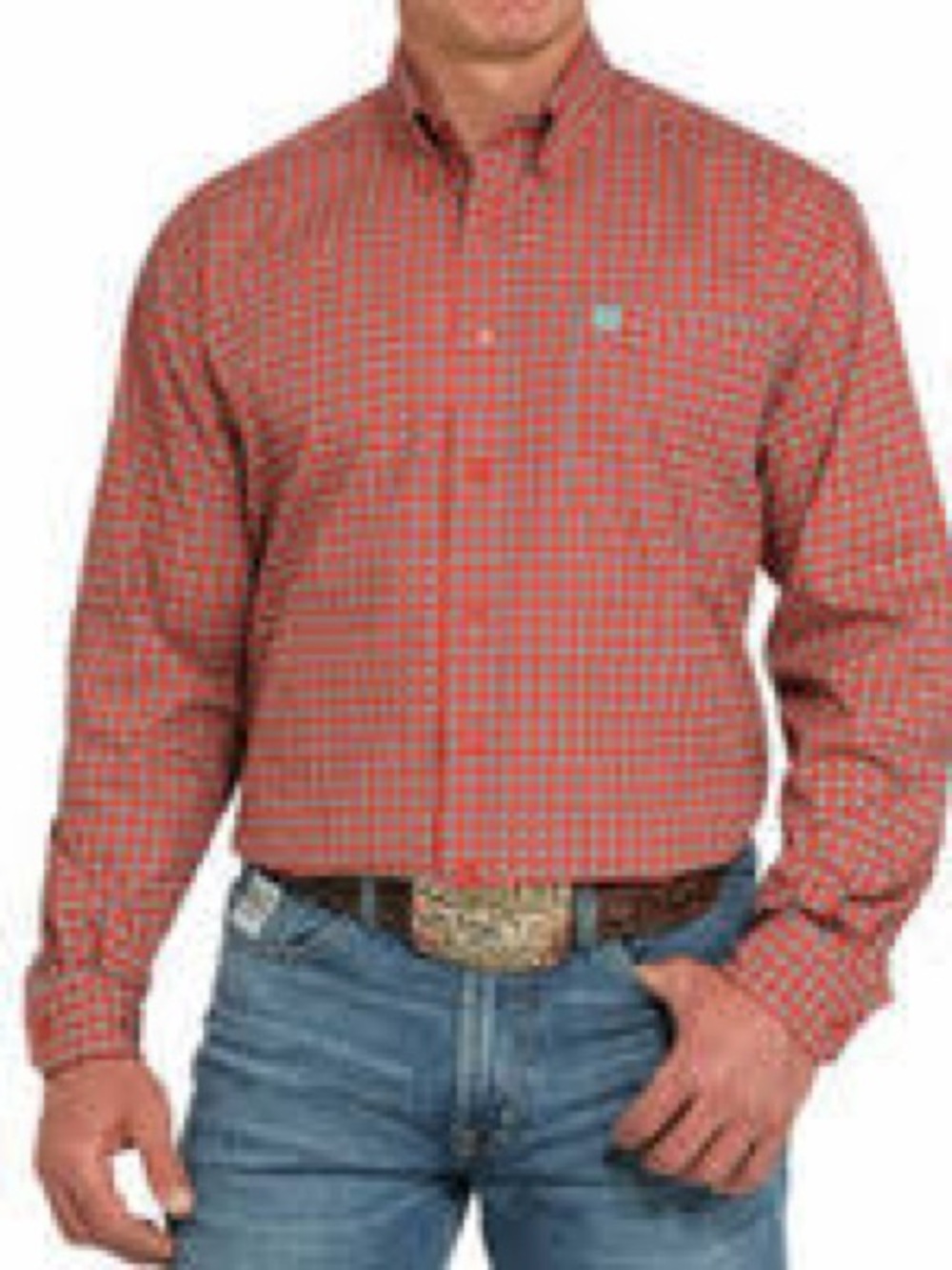 Cinch men’s L/S classic fit medallion button down shirt red size medium